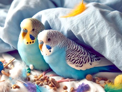 Wellensittich im Schlafzimmer